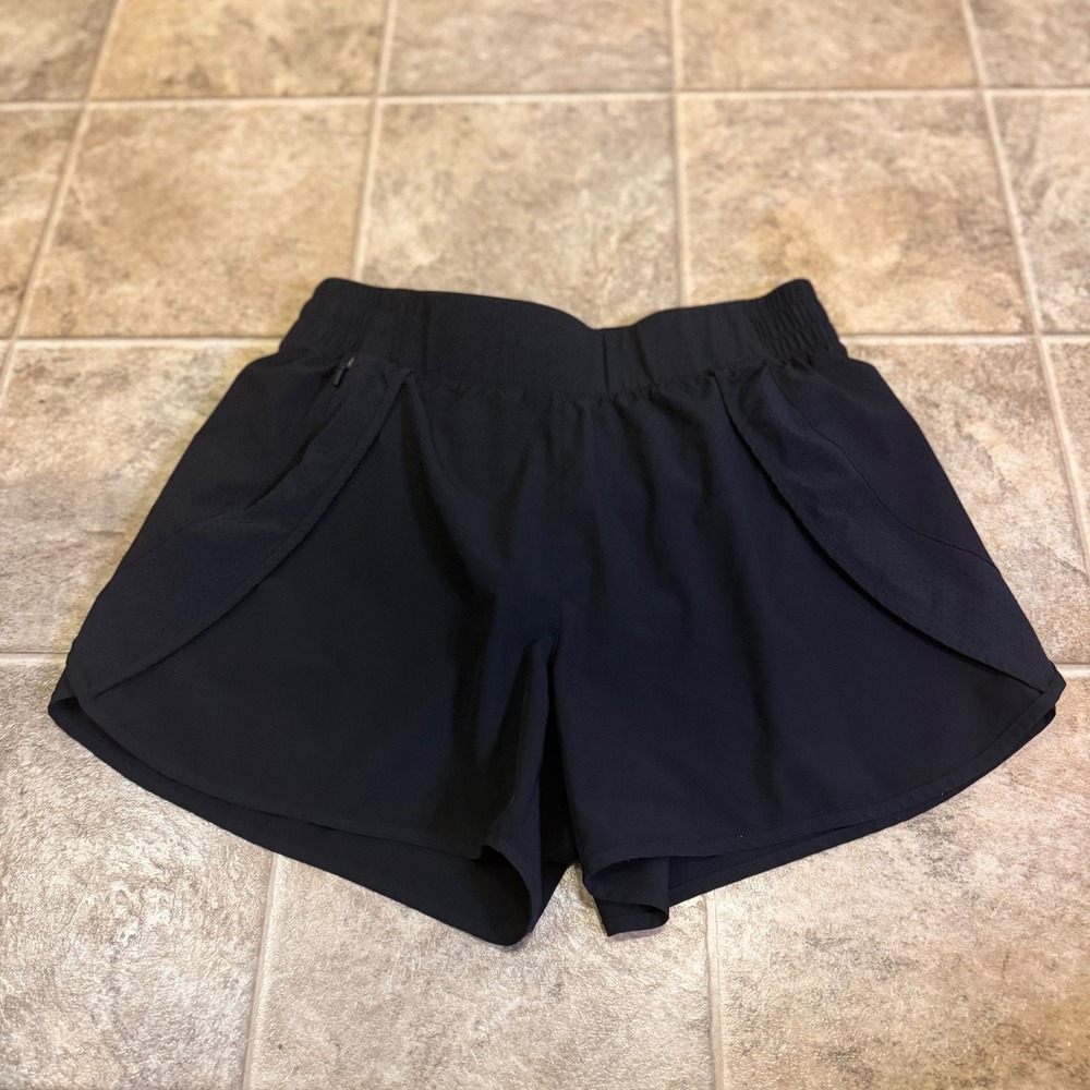 AVIA Womens Black Athletic Running Shorts Side Zip Pocket Size M 8/10